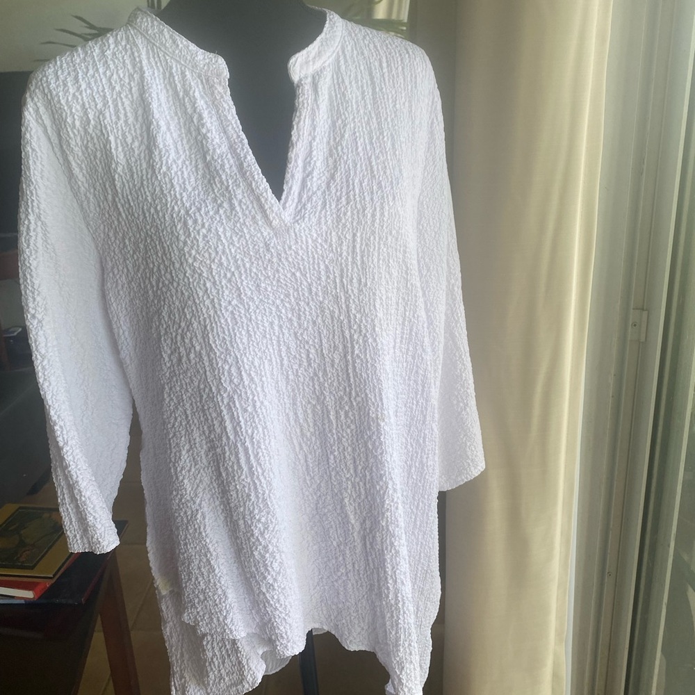 White Textured Women's Top